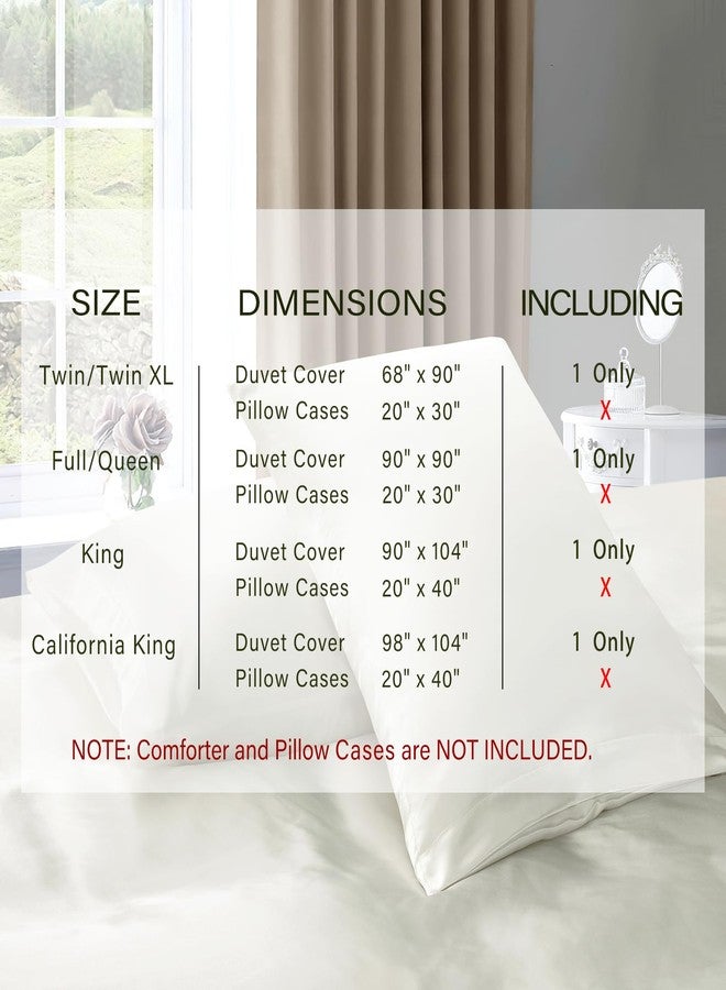 P Pothuiny Satin Duvet Cover King, Single Soft Duvet Cover Only, Luxury Silky Like Ivory White Duvet Cover 90" x 104" Sold Separately - Zipper Closure & Corner Ties - Image 2
